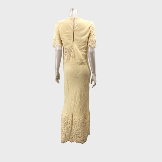 Branded Parchment Yellow Lace Dress