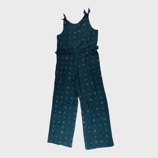 Branded Teal Dot Printed Jumpsuit