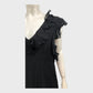 Branded Black V-Neck Ruffle Dress