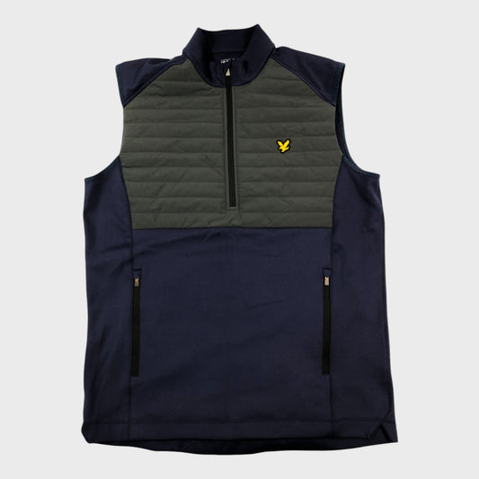 Lyle & Scott Navy 1/3 Zip Gilet - Size Medium