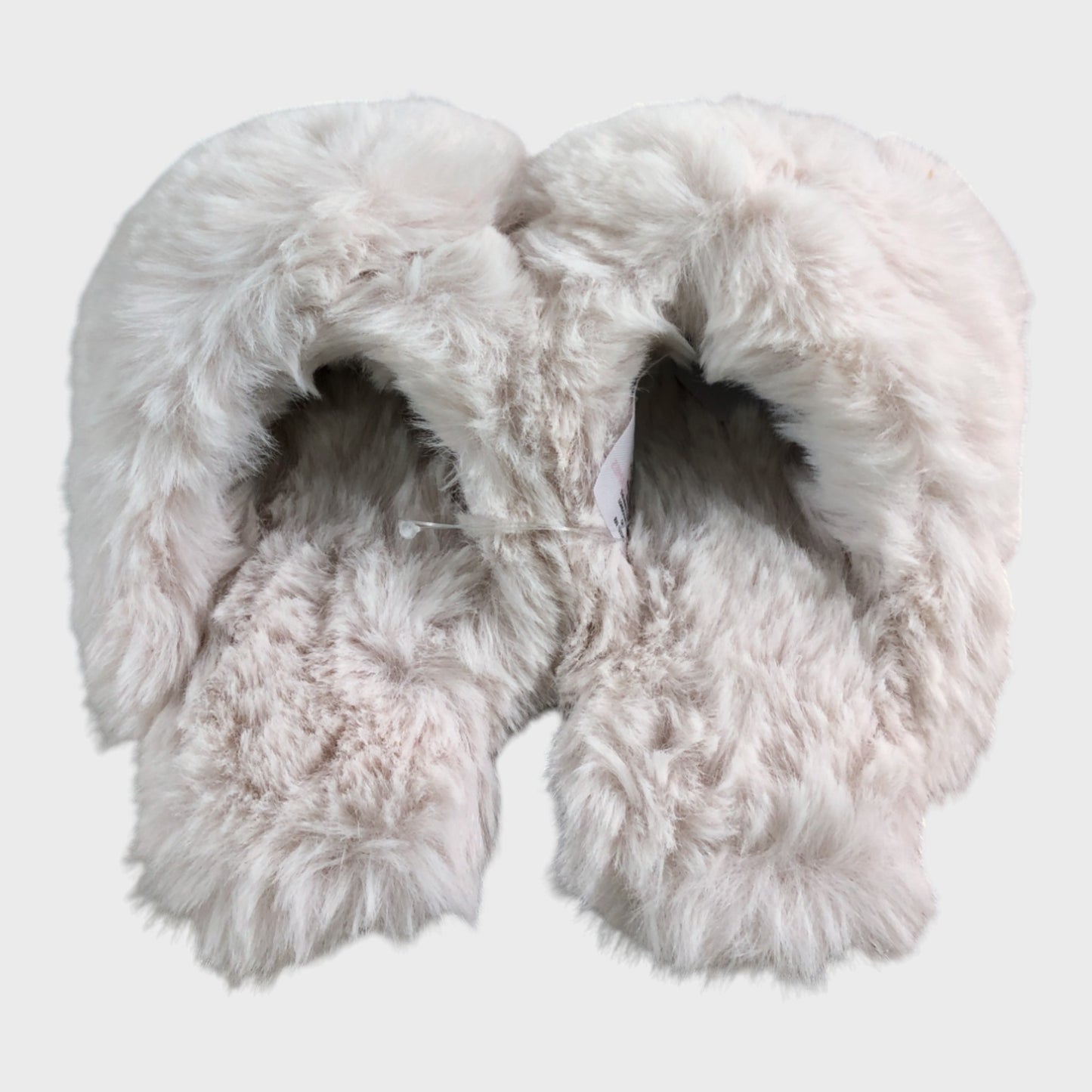 Branded Pale Pink Faux Fur Slippers - Size UK 3-4