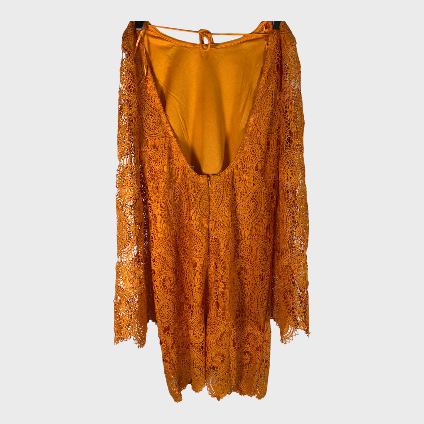 Orange Lace Shift Midi Dress
