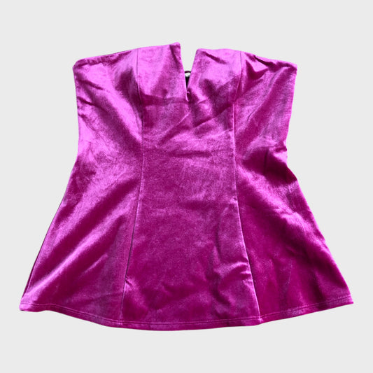 River Island Pink Velvet Bandeau Top