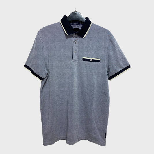 Designer Navy Geometric Polo Shirt