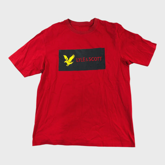 Lyle & Scott Red Block Logo T-Shirt - Size Medium