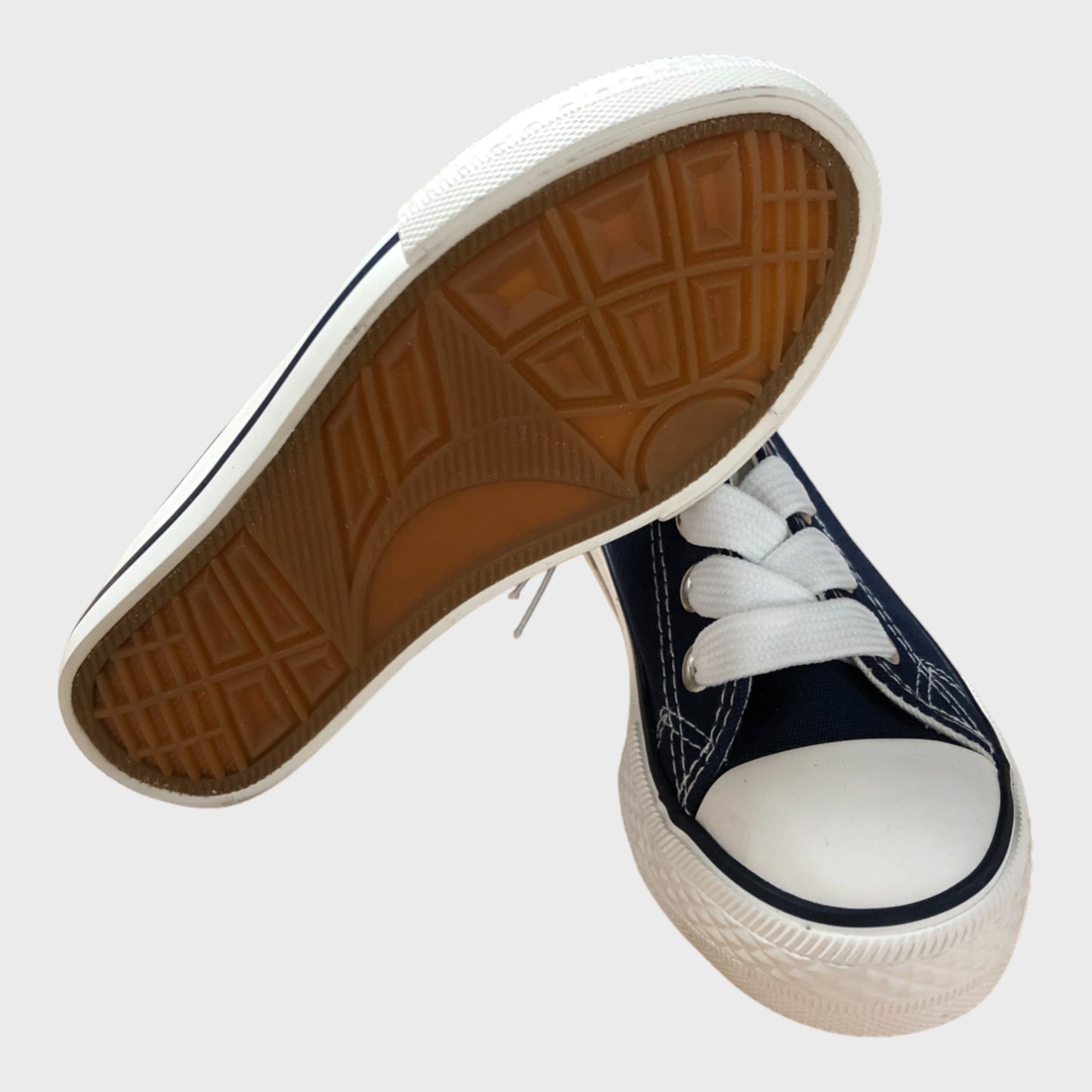 Kid's Blue Lace Up Trainers - White Shell Toe