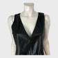 Women's Black Faux Leather V-Necked Midi Dress