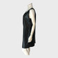 Women's Black Faux Leather V-Necked Midi Dress