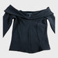 River Island Black Long Sleeve Ribbed Bardot Top