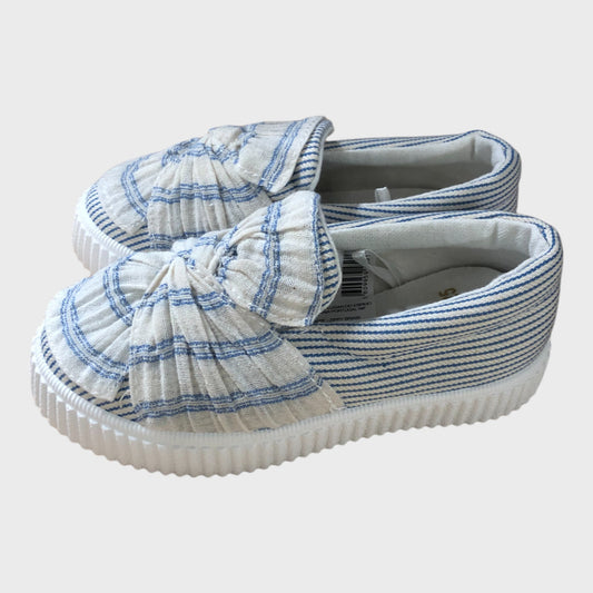 Blue White Striped Slip On Shoes
