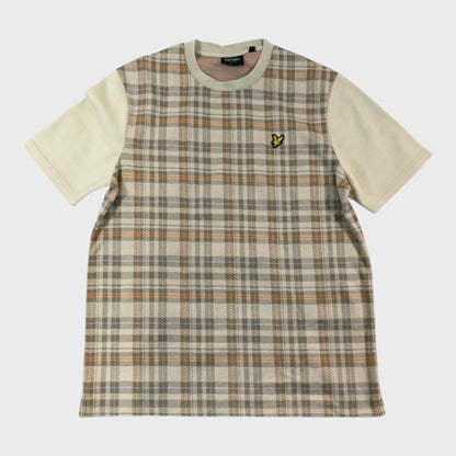 Lyle & Scott Cream Check T-Shirt - Size Medium