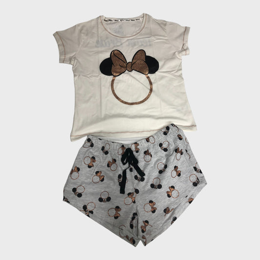 White and grey Minnie Mouse team bride lounge set