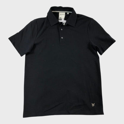 Lyle & Scott Navy Diagonal Weave Polo Shirt - Size Medium