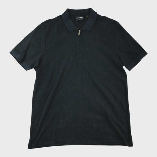 Lyle & Scott Navy Zip Polo Shirt - Size Medium