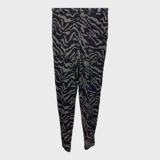Women's Black and Gold Animal Print Hareem Trousers
