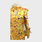 Branded Yellow Floral High Neck Ruffle Dress - Size 10