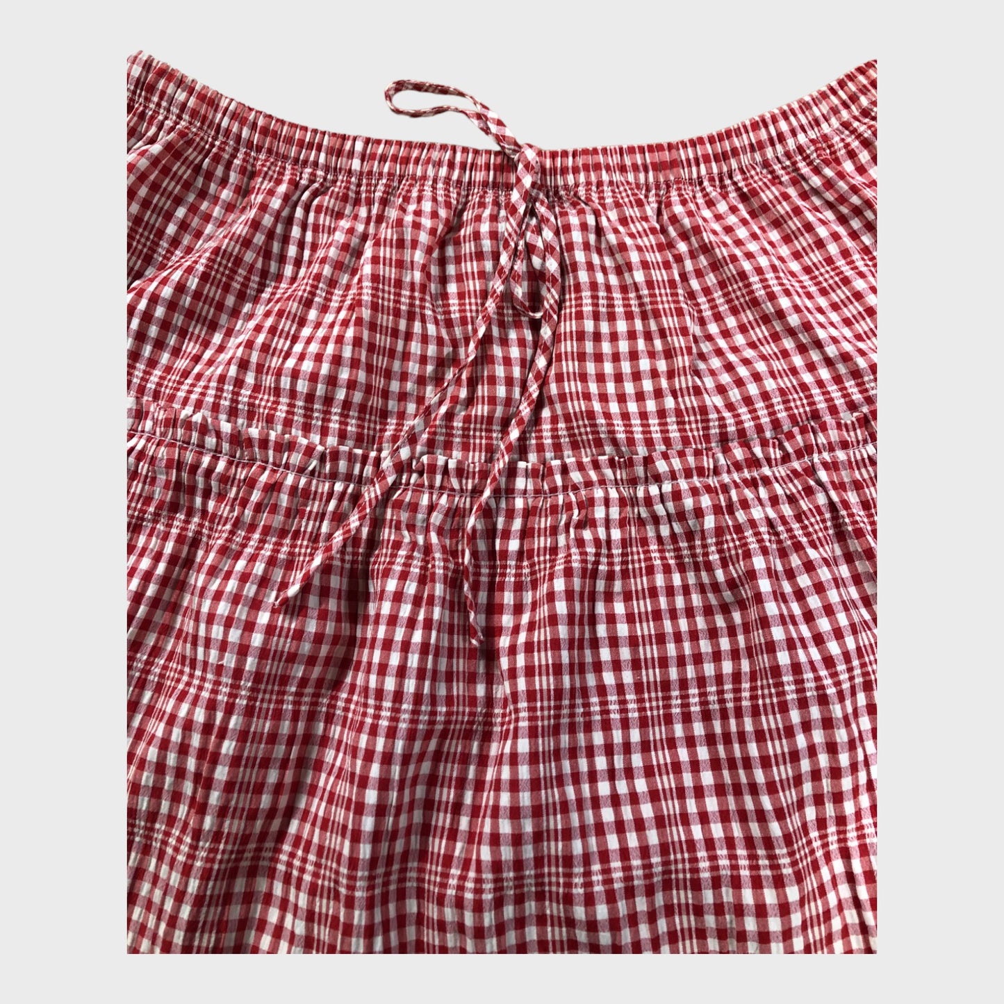 Red and white women's gingham skirt