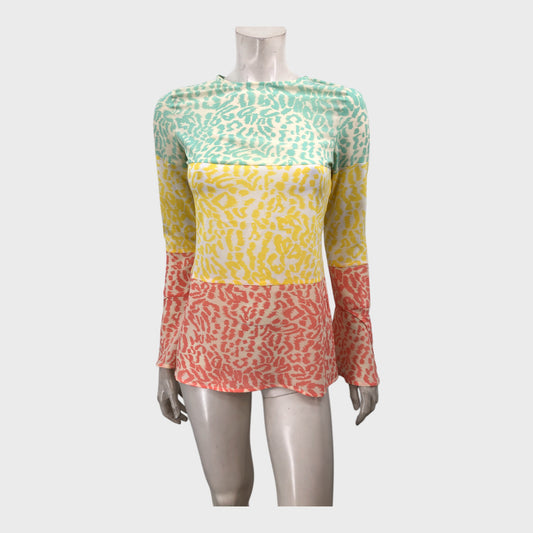 Branded Yellow/Green/Pink Animal Print Top - Size 8