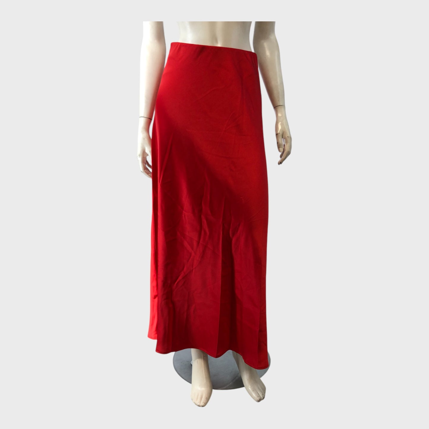 RED Women's Satin Maxi Skirt Long Elegant Formal Evening