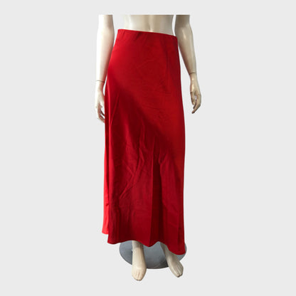RED Women's Satin Maxi Skirt Long Elegant Formal Evening