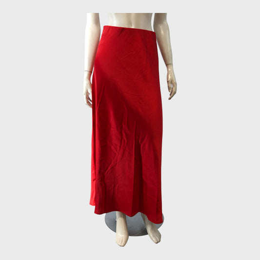 RED Women's Satin Maxi Skirt Long Elegant Formal Evening