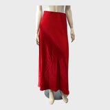 RED Women's Satin Maxi Skirt Long Elegant Formal Evening