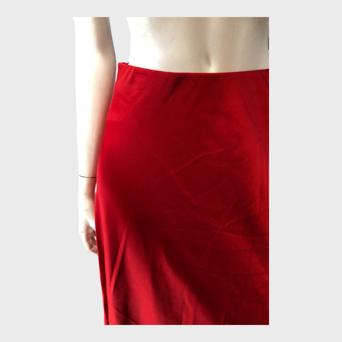 RED Women's Satin Maxi Skirt Long Elegant Formal Evening