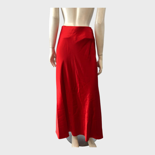 RED Women's Satin Maxi Skirt Long Elegant Formal Evening