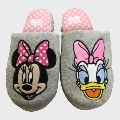 Minnie and Daisy Grey Slippers