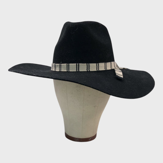 Branded Black Wool Wide Brim Fedora