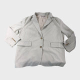 Branded Women's Striped Blazer Tailored Beige Jacket