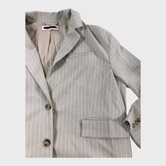 Branded Women's Striped Blazer Tailored Beige Jacket
