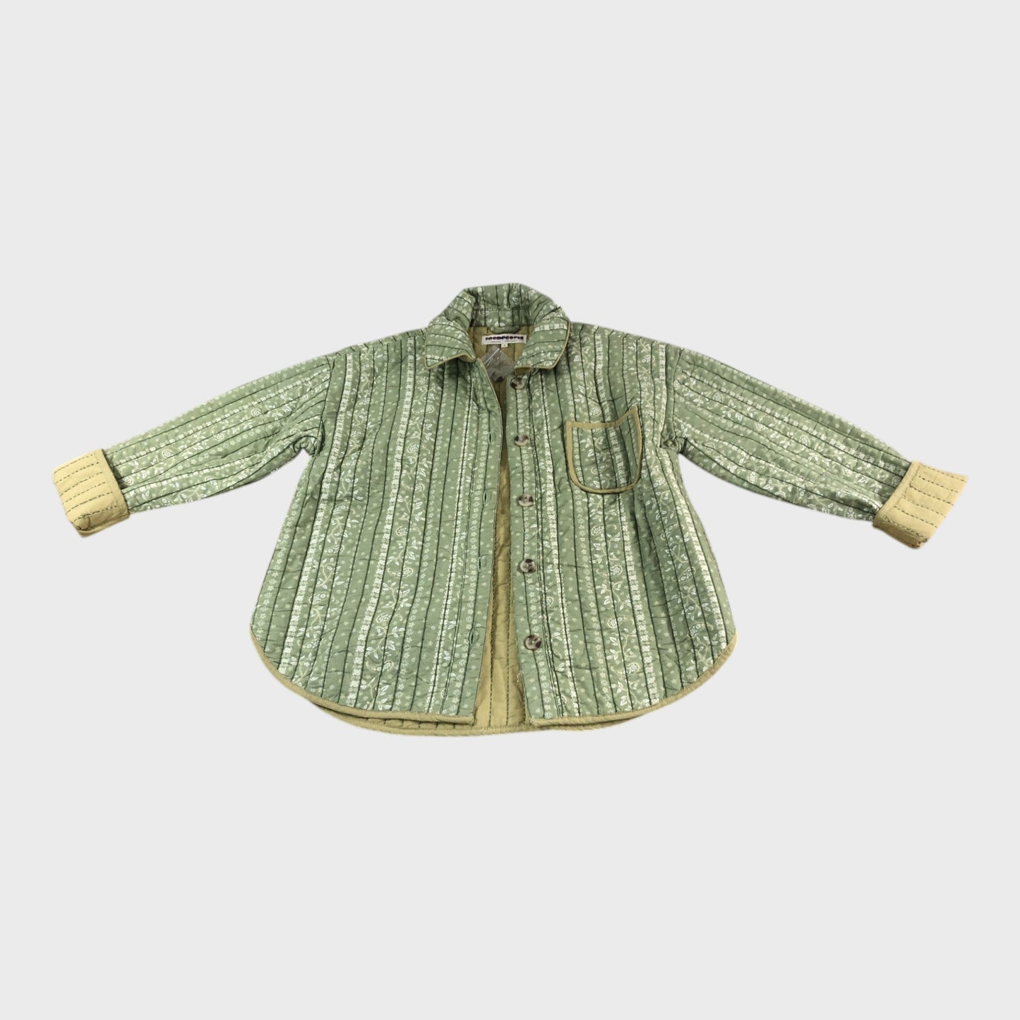 Branded Women's Quilted Jacket Green Cotton Button Up