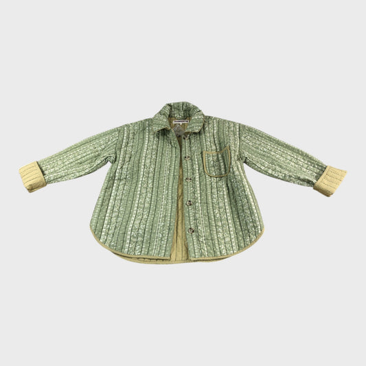 Branded Women's Quilted Jacket Green Cotton Button Up