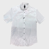RIVER ISLAND Short Sleeve Shirt Men's Regular Fit White Button-Up
