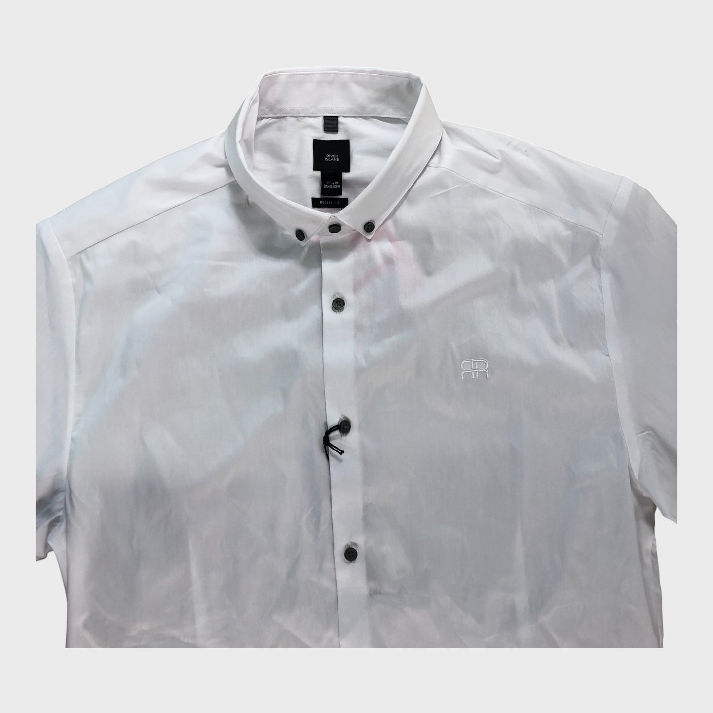 RIVER ISLAND Short Sleeve Shirt Men's Regular Fit White Button-Up