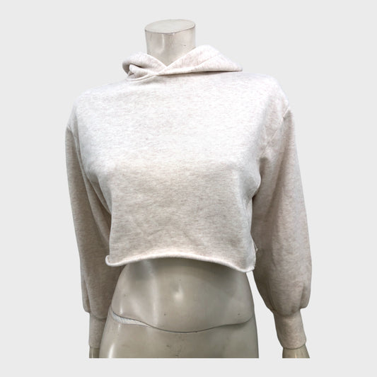 Bellarose Beige Sweat Cropped Hoodie - Size 10