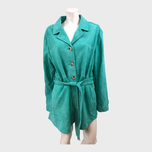 Branded Turquoise Suede Overshirt Jacket - Size 20