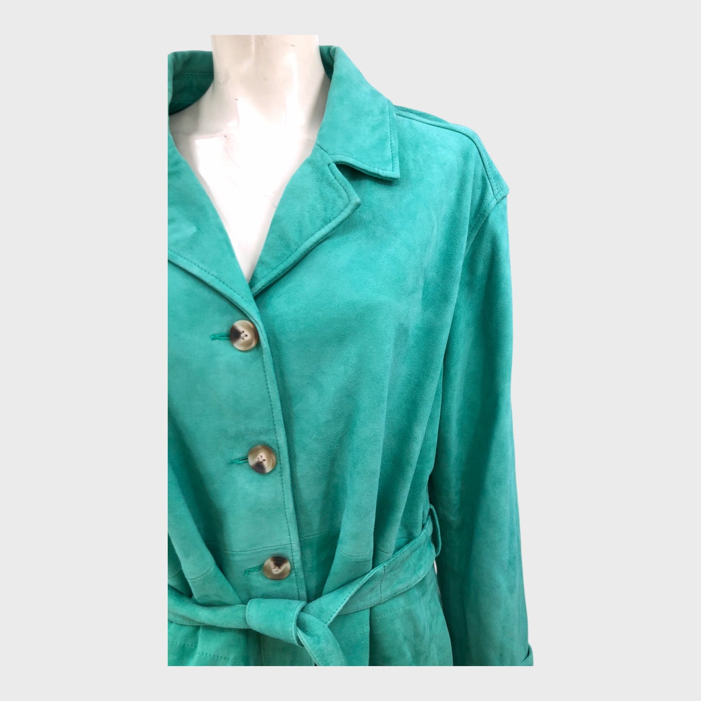 Branded Turquoise Suede Overshirt Jacket - Size 20
