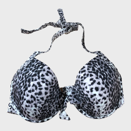 Women's White Leopard Print Bikini Top