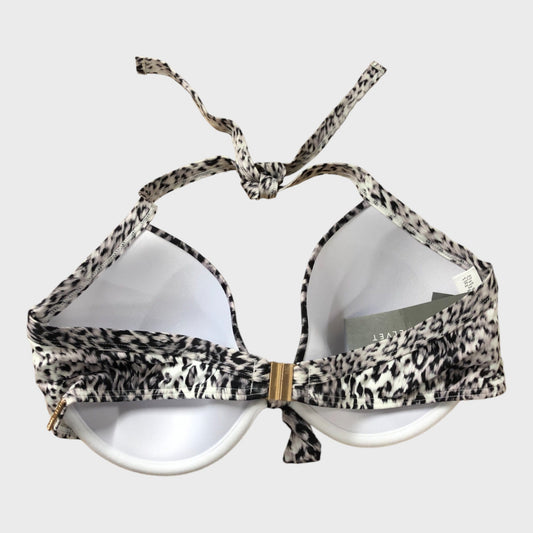 Women's White Leopard Print Bikini Top
