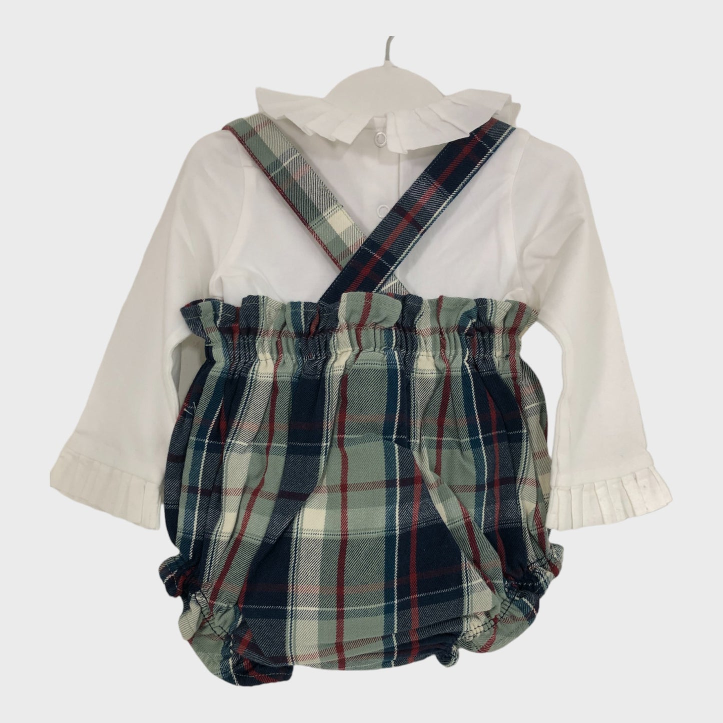 Baby/ Toddler Tartan Frilled Top And Romper Set