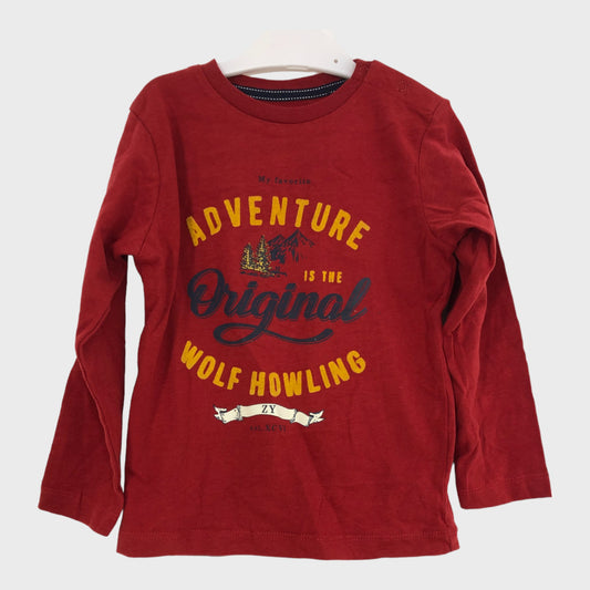 Kids Wolf Howling Adventure Logo Top