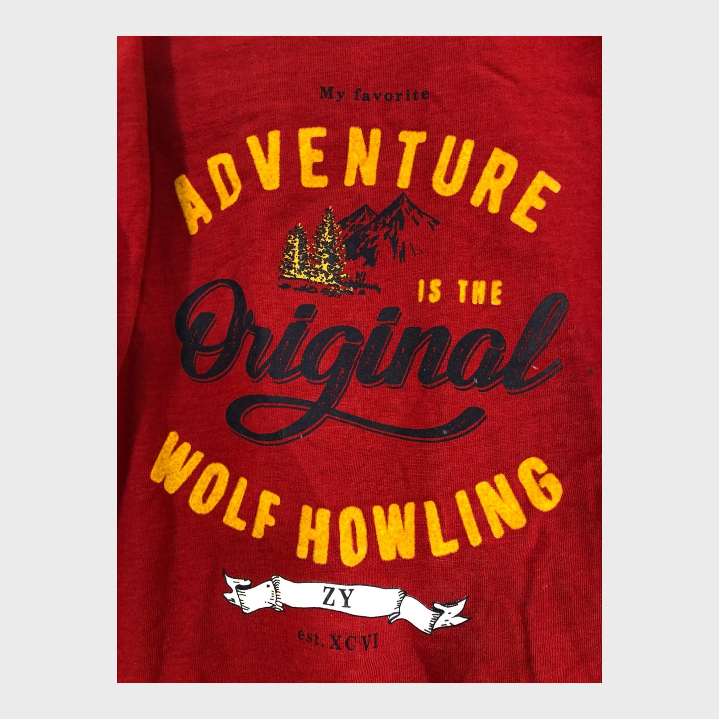 Kids Wolf Howling Adventure Logo Top