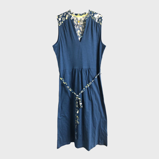 Dark Blue Summer Print Dress