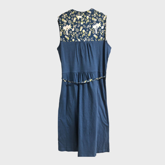 Dark Blue Summer Print Dress
