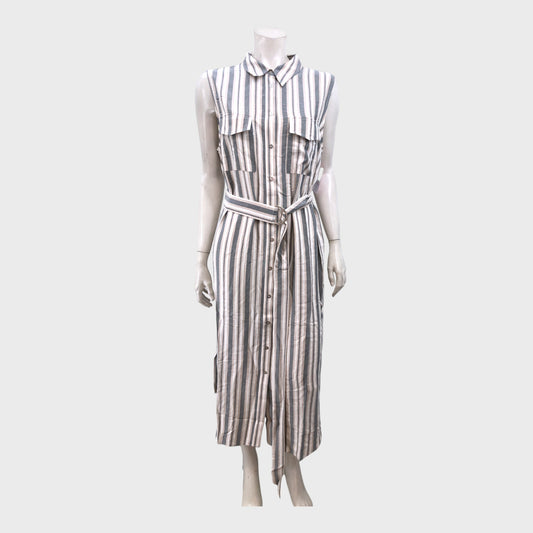 Branded Grey/Brown Striped Shirt Dress