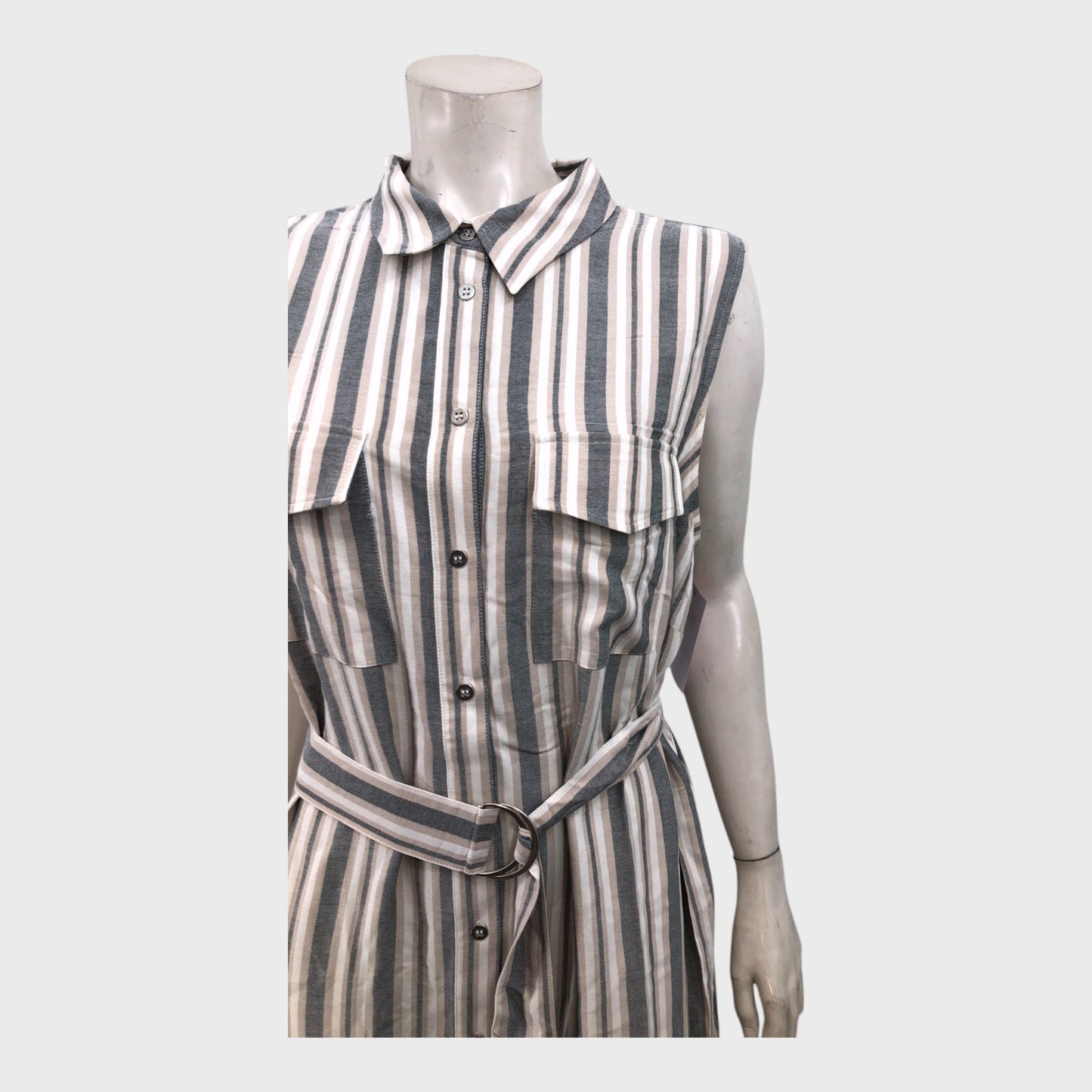 Branded Grey/Brown Striped Shirt Dress