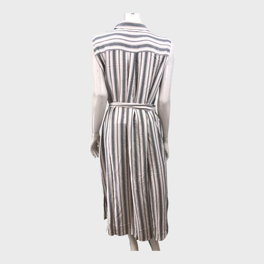 Branded Grey/Brown Striped Shirt Dress