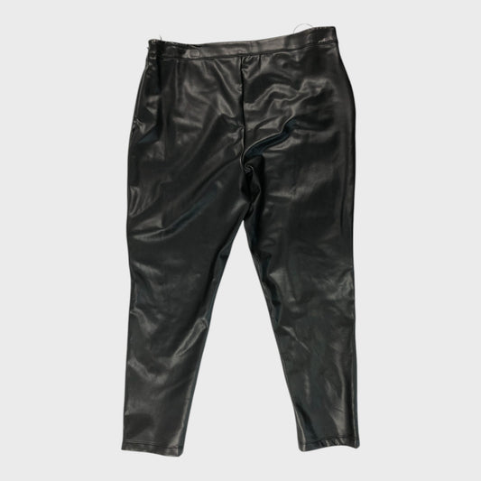 Branded Black Faux Leather Biker Trousers